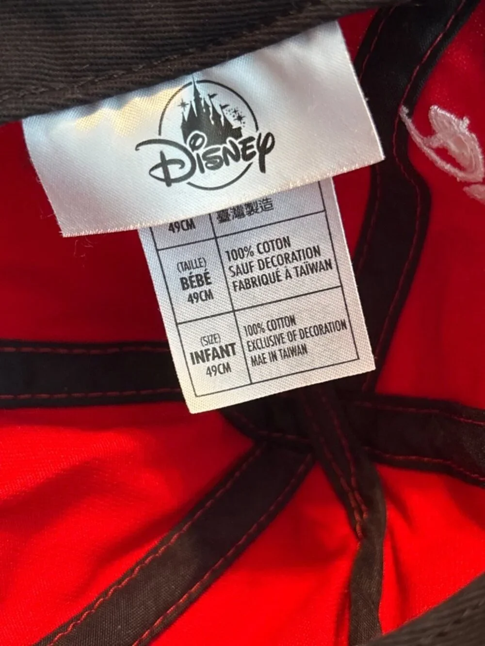 Disney Parks Infant Baby Hat With Mickey Mouse Ears Red Adjustable Snapback 49cm